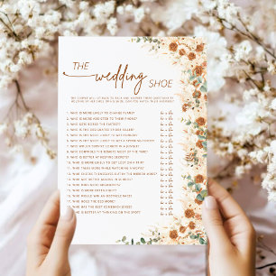 Carte Terracotta Boho Pampas Floral Mariage jeu de chaus