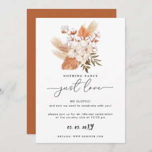 Carte Terracotta Pampas Rustique Réception de mariage en