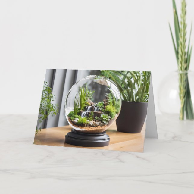 Carte Terrarium d'anniversaire avec cascades et Plante (Devant)