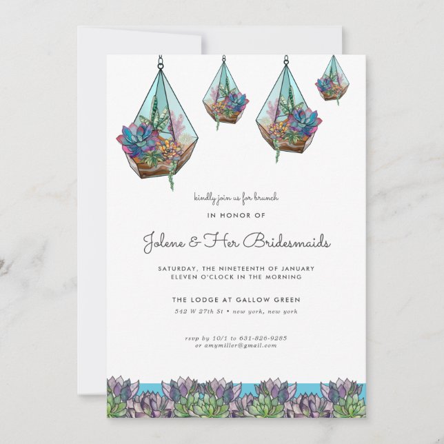 Carte Terrarium géométrique suspendu | Bridesmaid Brunch (Devant)