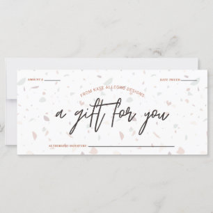Carte Terrazzo & Signature Script Certificat cadeau
