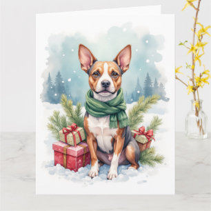 Carte Terrier Amstaff Aquarelle Rustique