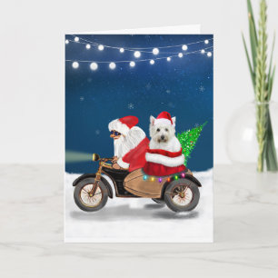 Carte Terrier Blanc Occidental de Noël Père Noël