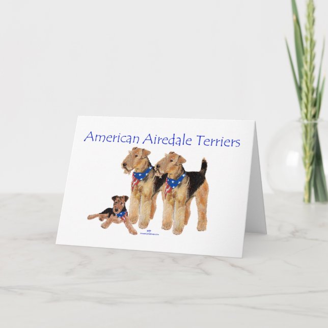 Carte Térriers Airedale Drapeau Américain (Devant)