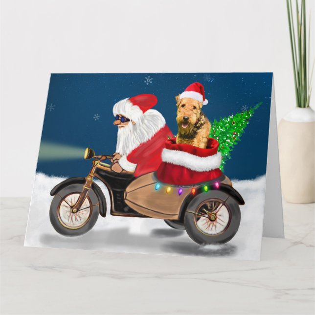 Carte Tervueren Airedale Terrier Chien Noël Père Noël    (Devant)