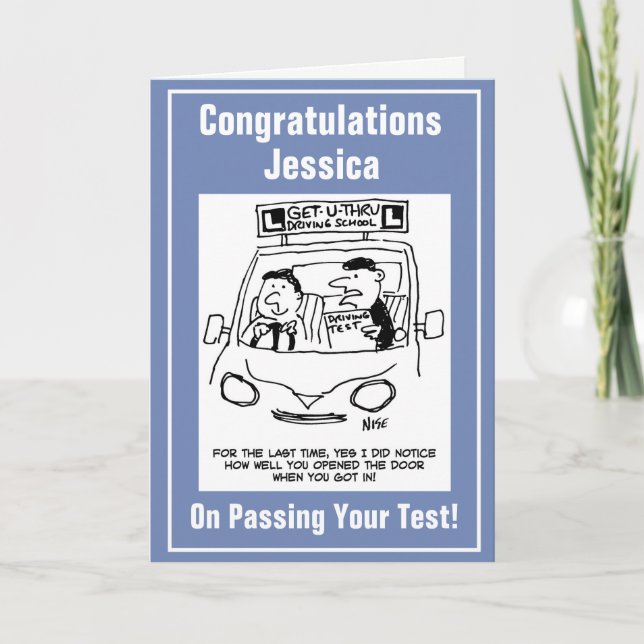 Carte Test de conduite réussi. 3 Caricatures de l'école  (Devant)