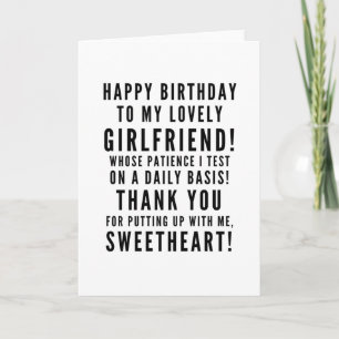 Carte Test de petites amies patience heureux anniversair