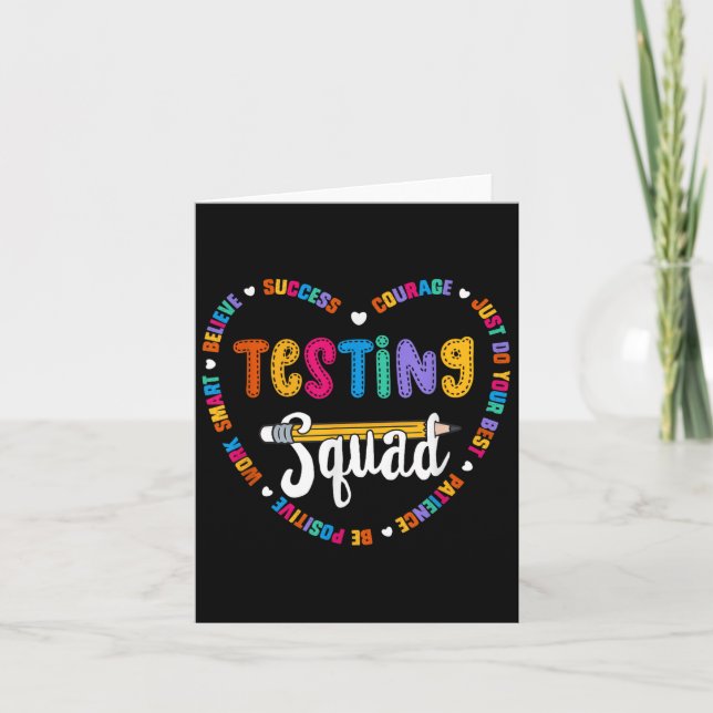 Carte Testing Squad Motivational Test Day Words Heart Te (Devant)