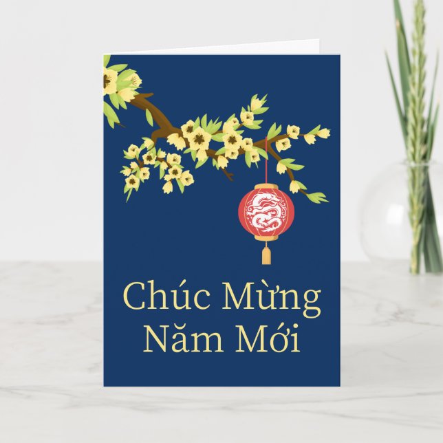 Carte Têt Nouvel An Dragon Hoa Mai Blossoms (Devant)