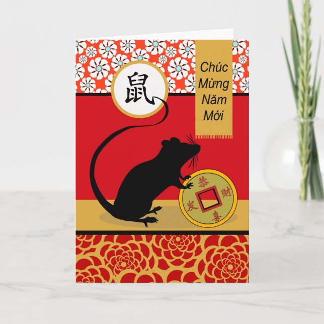 Carte Tet, Nouvel An Vietnamien, Rat, Chuc Mung Nam Moi (Devant)