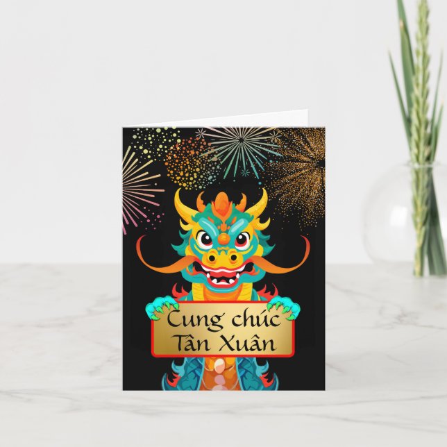 Carte Tet Vietnam Nouvel An du Dragon Année lunaire (Devant)