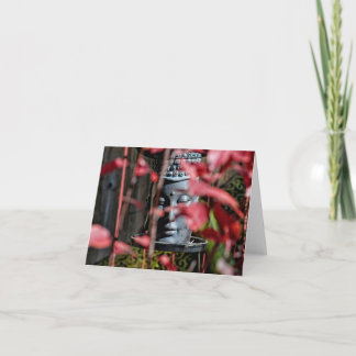 Carte Tête de Bouddha avec le feuille rouge