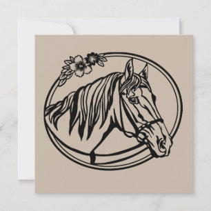 Carte Tête de cheval avec des fleurs 