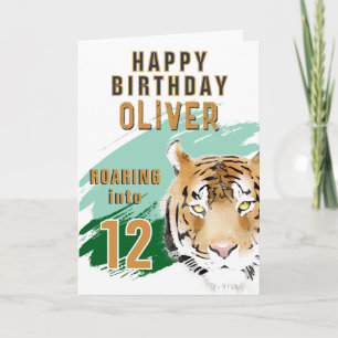 Carte Tête de Tigre Sauvage Aquarelle Anniversaire