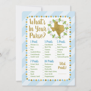 Carte Texas Blue Gold What's In Your Purse Shower Game