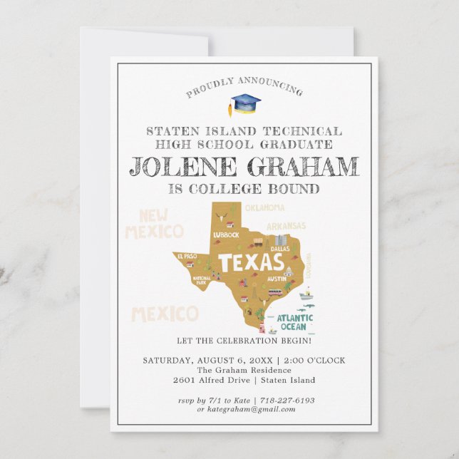 Carte Texas | College Bound Graduation Party (Devant)