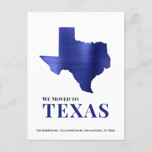 Carte Texas Métal Brossé Bleu Nouvelle adresse