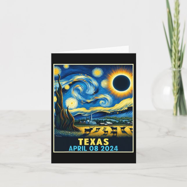Carte Texas Total Solar Eclipse 2024 Starry Night (Devant)