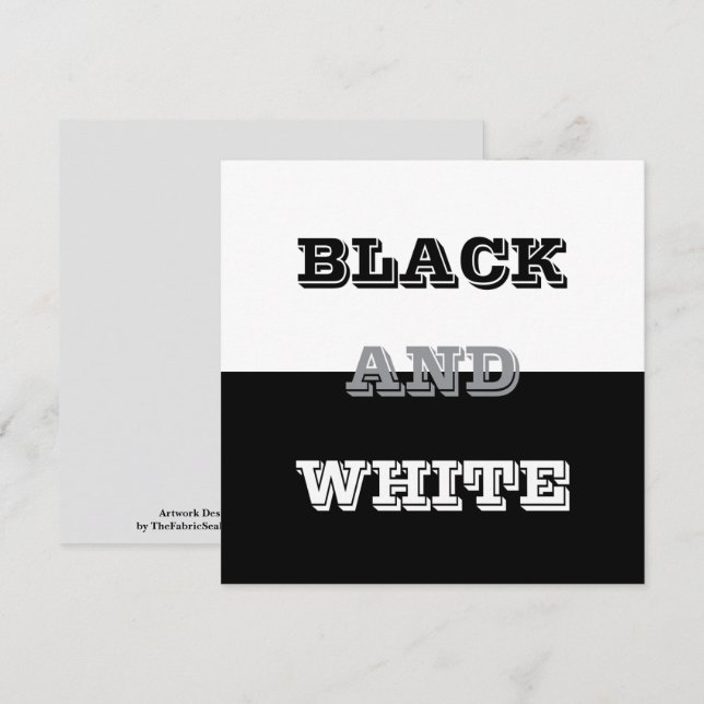 Carte Texte Blanc Gris Noir Et Couleurs Solides (Devant / Derrière)