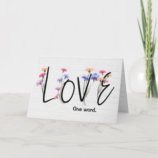 Carte Texte D'Amour De Cornflower Sur Le Bois (Devant)