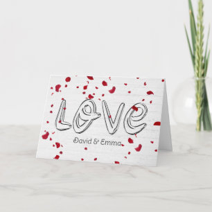 Carte Texte d'amour mariage avec chute des pétales Roses