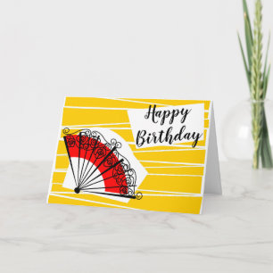 Carte Texte d'anniversaire d'éventail espagnol paysage