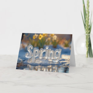 Carte Texte De Ressort Dans La Glace Avec Daffodiques