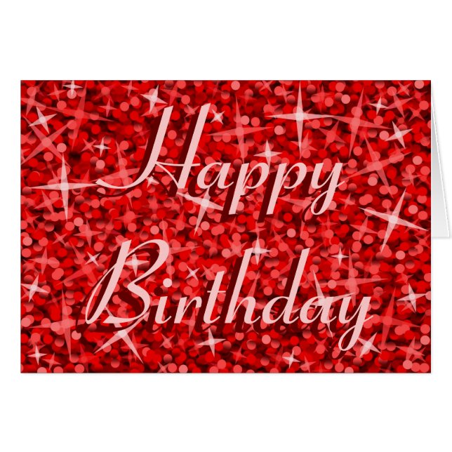 Carte texte Glitz Red 'Happy Birthday' (Joyeux ann (Devant horizontal)