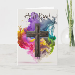 Carte Texte personnalisé, 'Il est ressuscité' Croix arc-