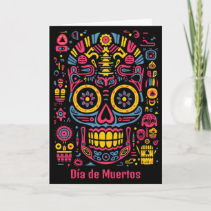 Carte Texte personnalisé 💀 style doodé Día de Muertos