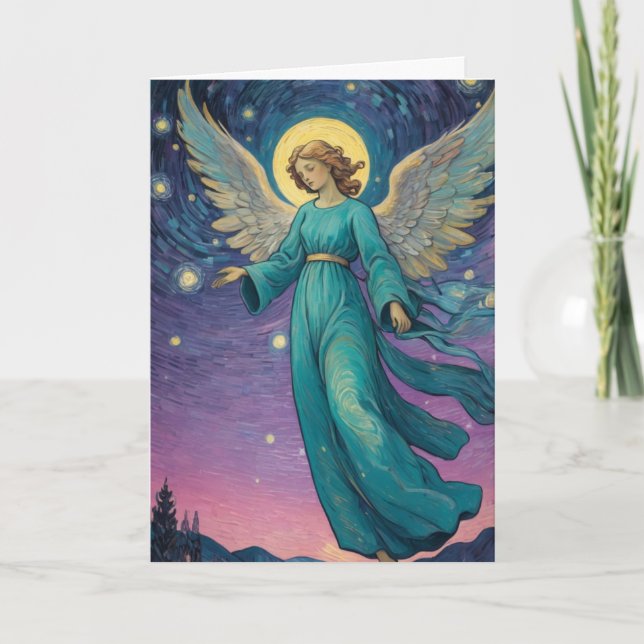 Carte Texte personnalisé Vintage Ange Noël (Devant)
