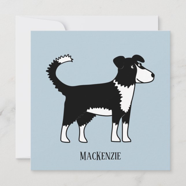 Carte texte personnalisée Collie Sheepdog à la fro (Devant)