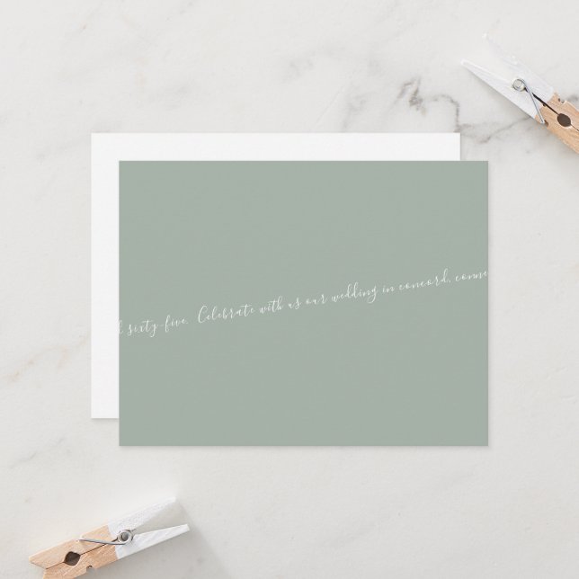 Carte Texte Sage/White Script uniquement Mariage Enregis (Devant/Arrière en situation)