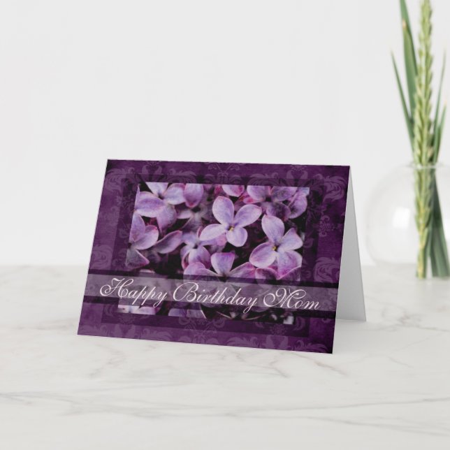 Carte texturisée de lilas de maman de joyeux (Devant)
