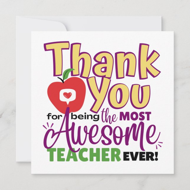 Carte Thank You Awesome Teacher (Devant)