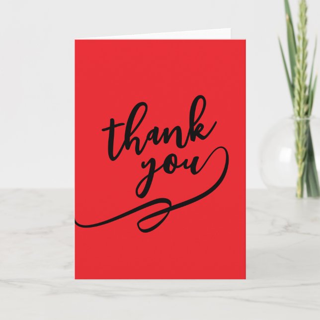 Carte Thank You Bright Red Classical Unique Simple (Devant)