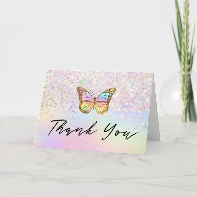 Carte thank you pastel butterfly (Devant)