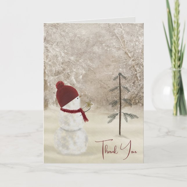 Carte Thank You Snowman with Christmas star (Devant)