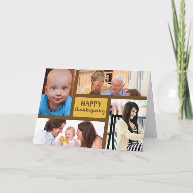 Carte Thanksgiving 4 Photo Personnalisable (Devant)