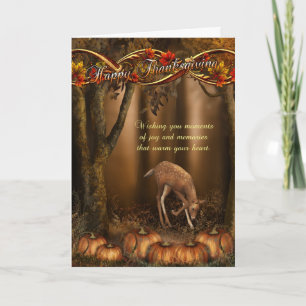 Carte Thanksgiving Avec Cerf Et Citrouilles