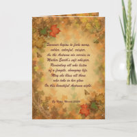 Carte Thanksgiving avec poésie