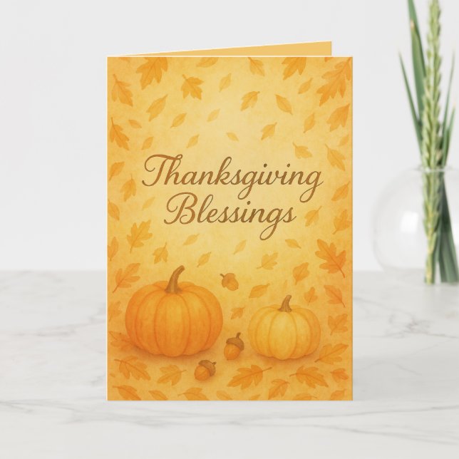 Carte Thanksgiving Blessings Card – Cozy Fall Watercolor (Devant)