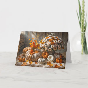 Carte Thanksgiving Citrouilles d'automne et mamans dans 