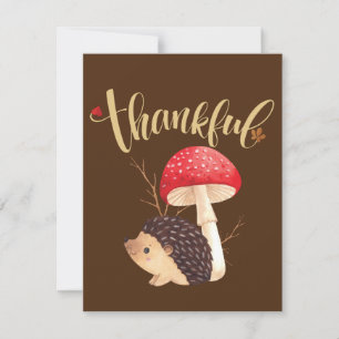 Carte Thanksgiving Cute Kawaii Hedgehog Automne Merci