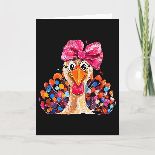 Carte Thanksgiving Girls,coquette Turkey Funny Women, Gi (Devant)