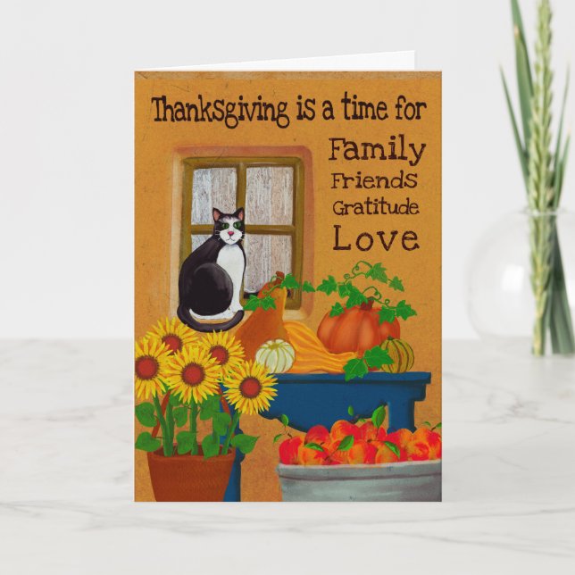 Carte Thanksgiving personnalisé Chat du sud-ouest (Devant)