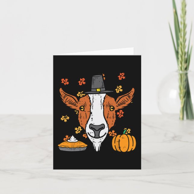 Carte Thanksgiving Pilgrim Chèvre drôle Automne Automne  (Devant)