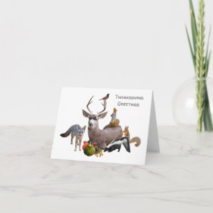 Carte Thanksgiving pour les animaux forestiers