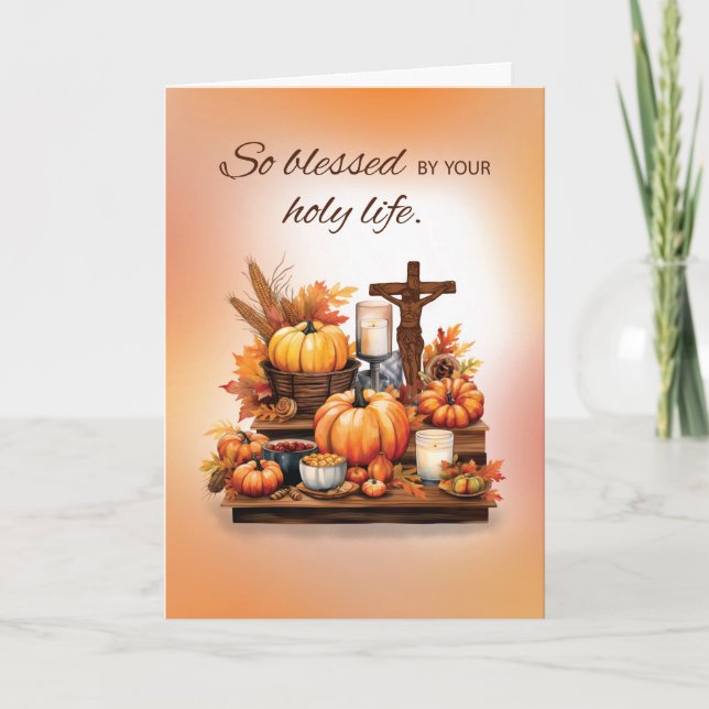Carte Thanksgiving religieux catholique avec Crucifix (Devant)