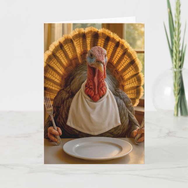 Carte Thanksgiving Turkey With Knife and Fork (Devant)